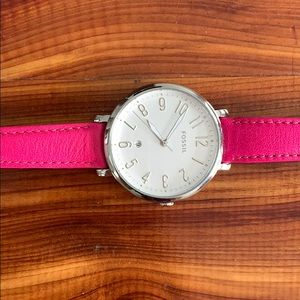 Bright Pink Leather Fossil Watch